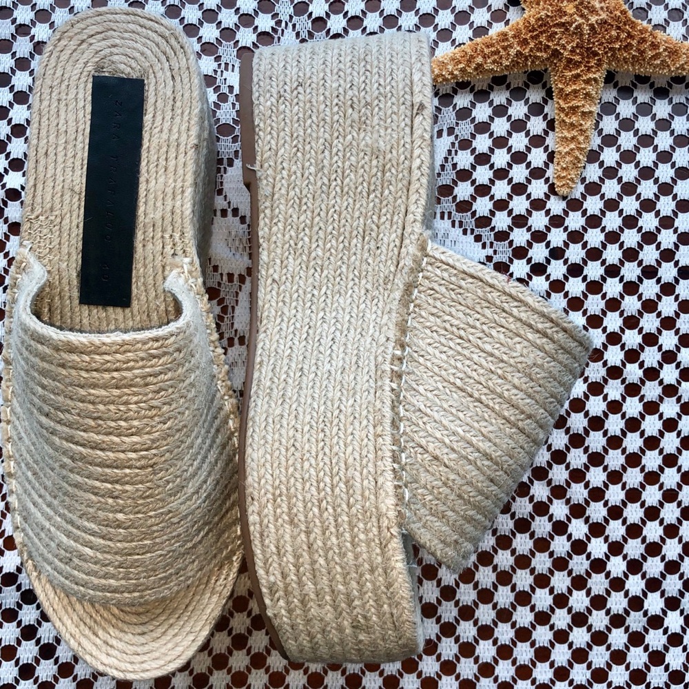 Zara Natural Jute Platform Sandals